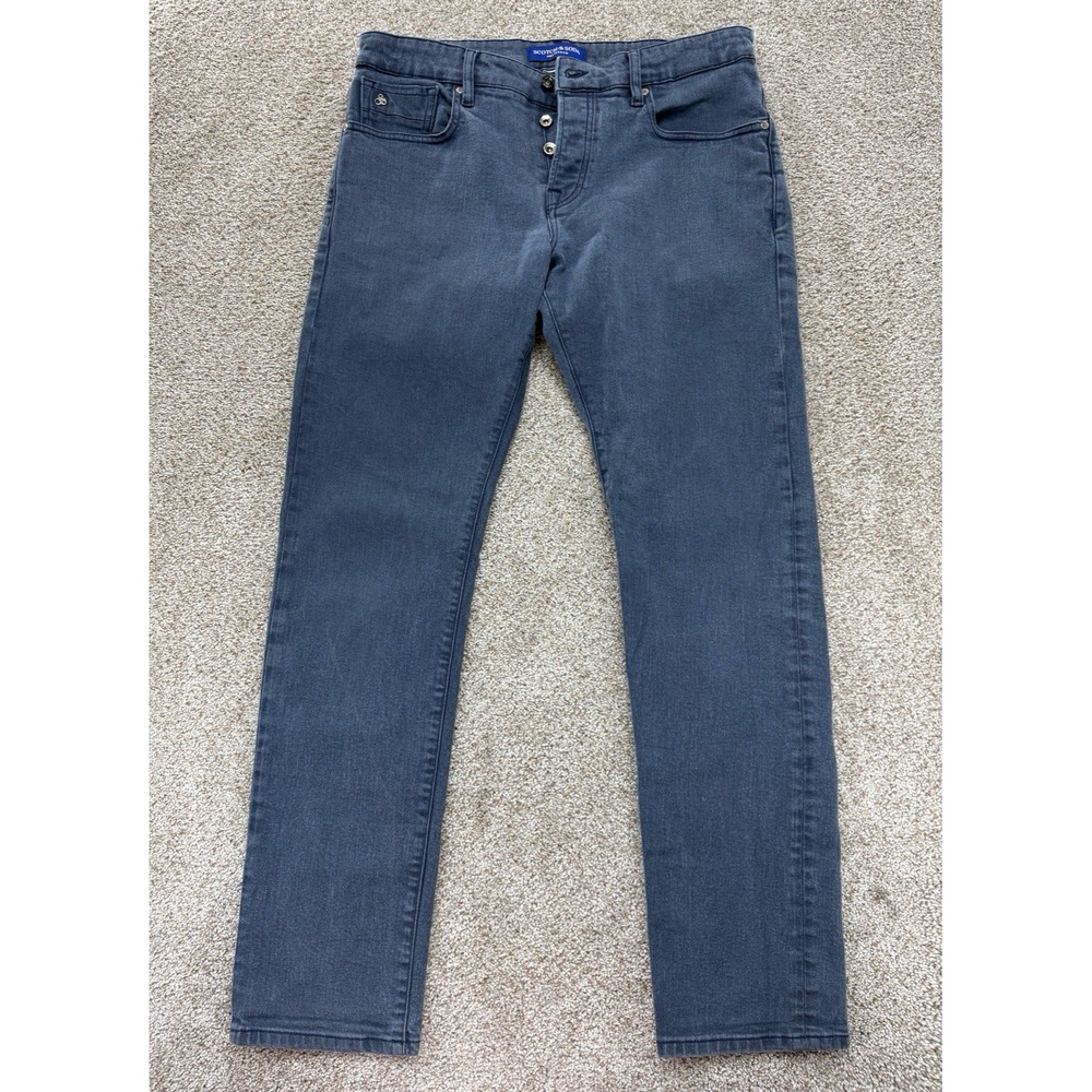 Scotch & Soda RALSTON Slim Fit Jeans Men's 34x32 Mineral Blue Wash Button Fly